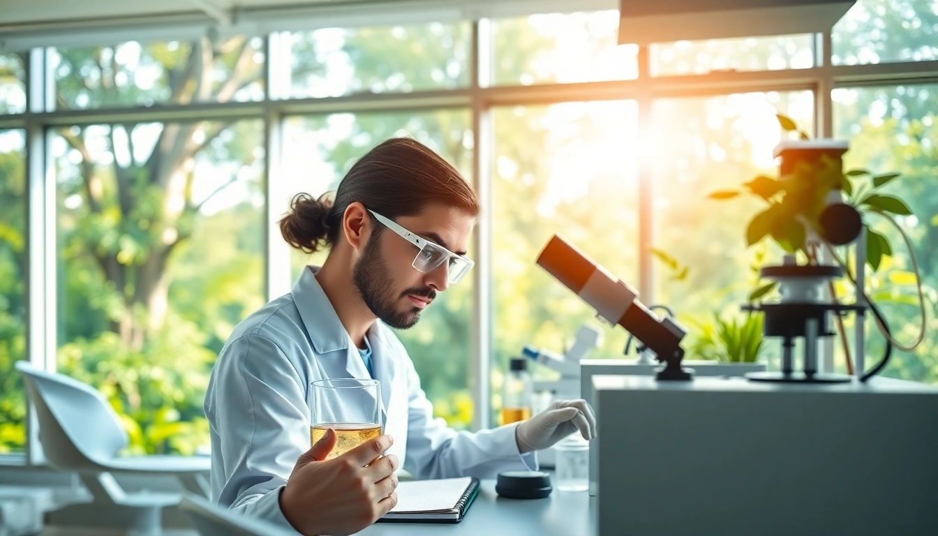Umweltforschung im Labor mit einem engagierten Wissenschaftler, der Proben analysiert.