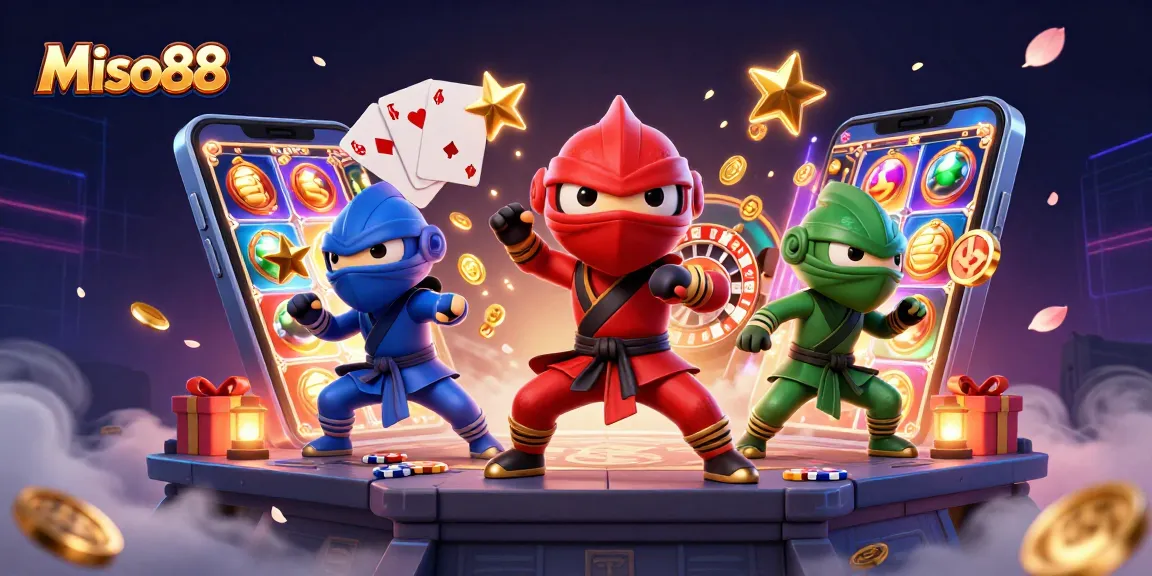 Miso88's ninja chameleon team showcases thrilling online casino adventures with vibrant slot games and dynamic energy.
