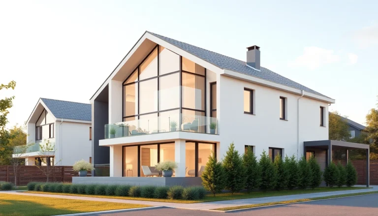 Erleben Sie eine beeindruckende architektur visualisierung eines modernen Wohnhauses mit warmen Farben und klarer Perspektive.
