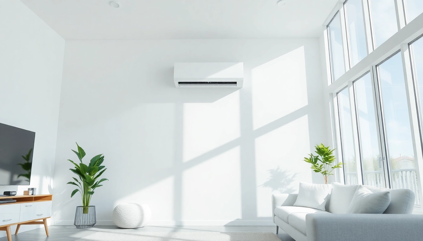 Efficiently Klima installieren: Aesthetic split air conditioning unit enhancing a modern living room's comfort.