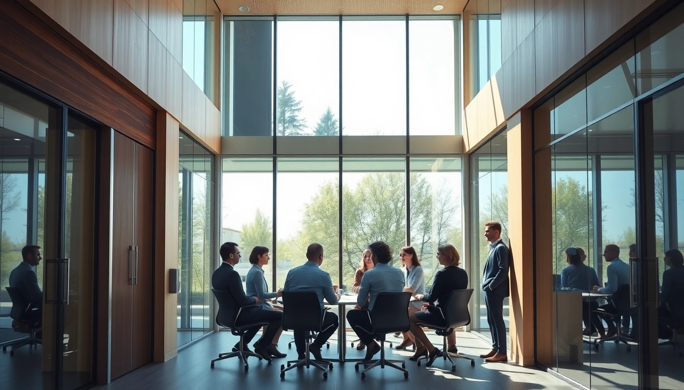 Professionelle Headhunter Wiesbaden interagieren in einem modernen Büro.