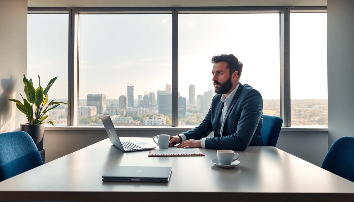 Headhunter Karlsruhe bei der Arbeit in einem modernen Büro, das Professionalität und Expertise ausstrahlt.
