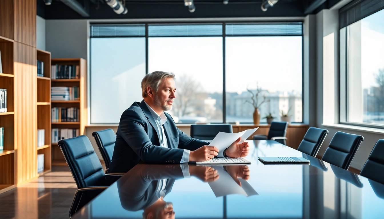 Headhunter analysiert Lebensläufe in einem modernen Büro