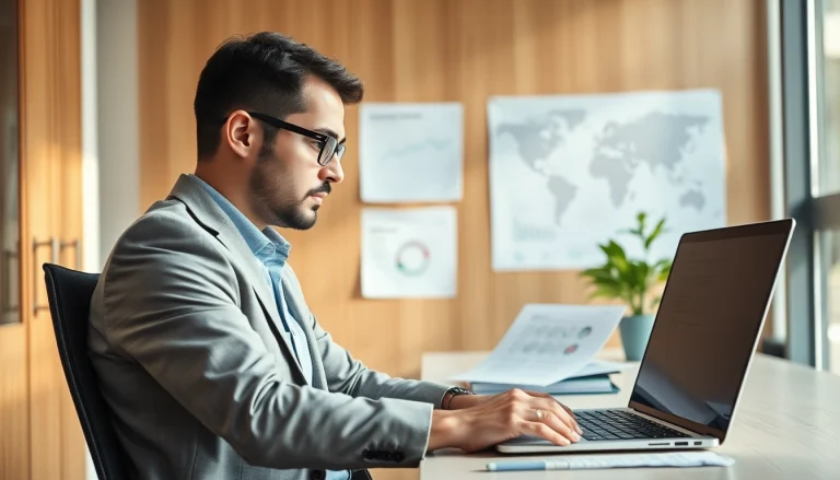 Headhunter IT analysiert Bewerbungsunterlagen im modernen Büro.