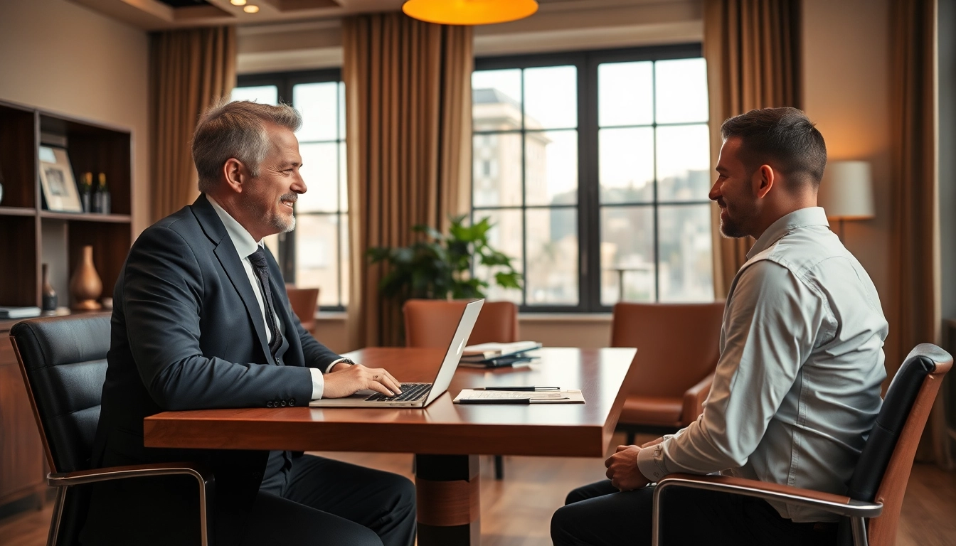 Headhunter Gastronomie berät einen Kandidaten in einem modernen Büro.