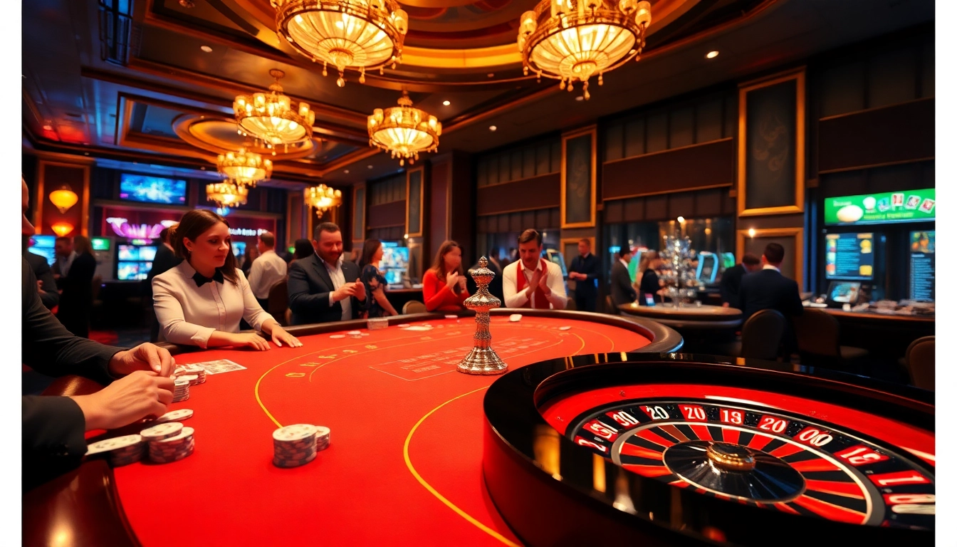 Daga gaming scene featuring a luxurious casino table with poker chips and cards.