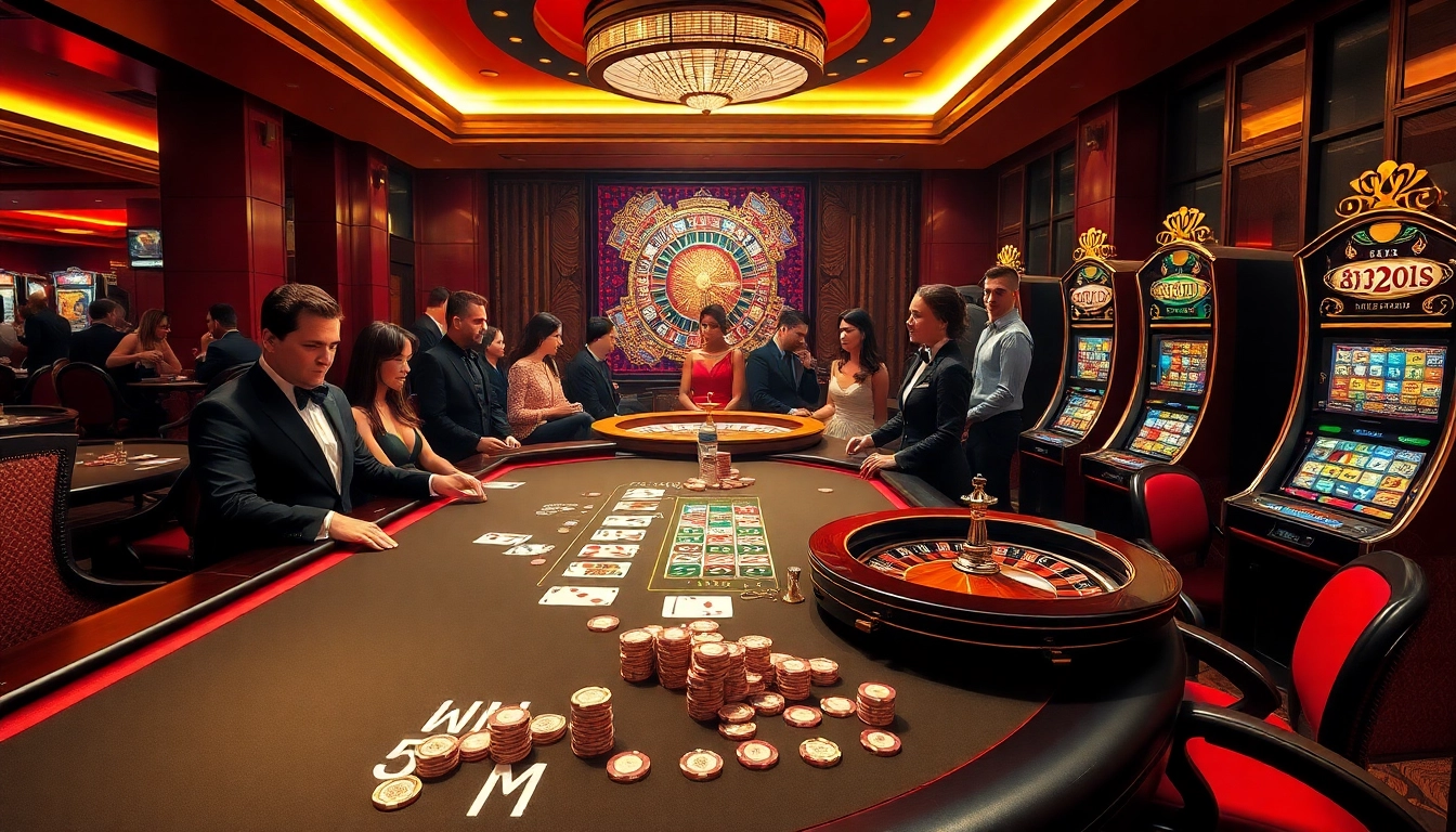 IWIN68 gaming experience featuring a luxurious poker table and vibrant casino elements.