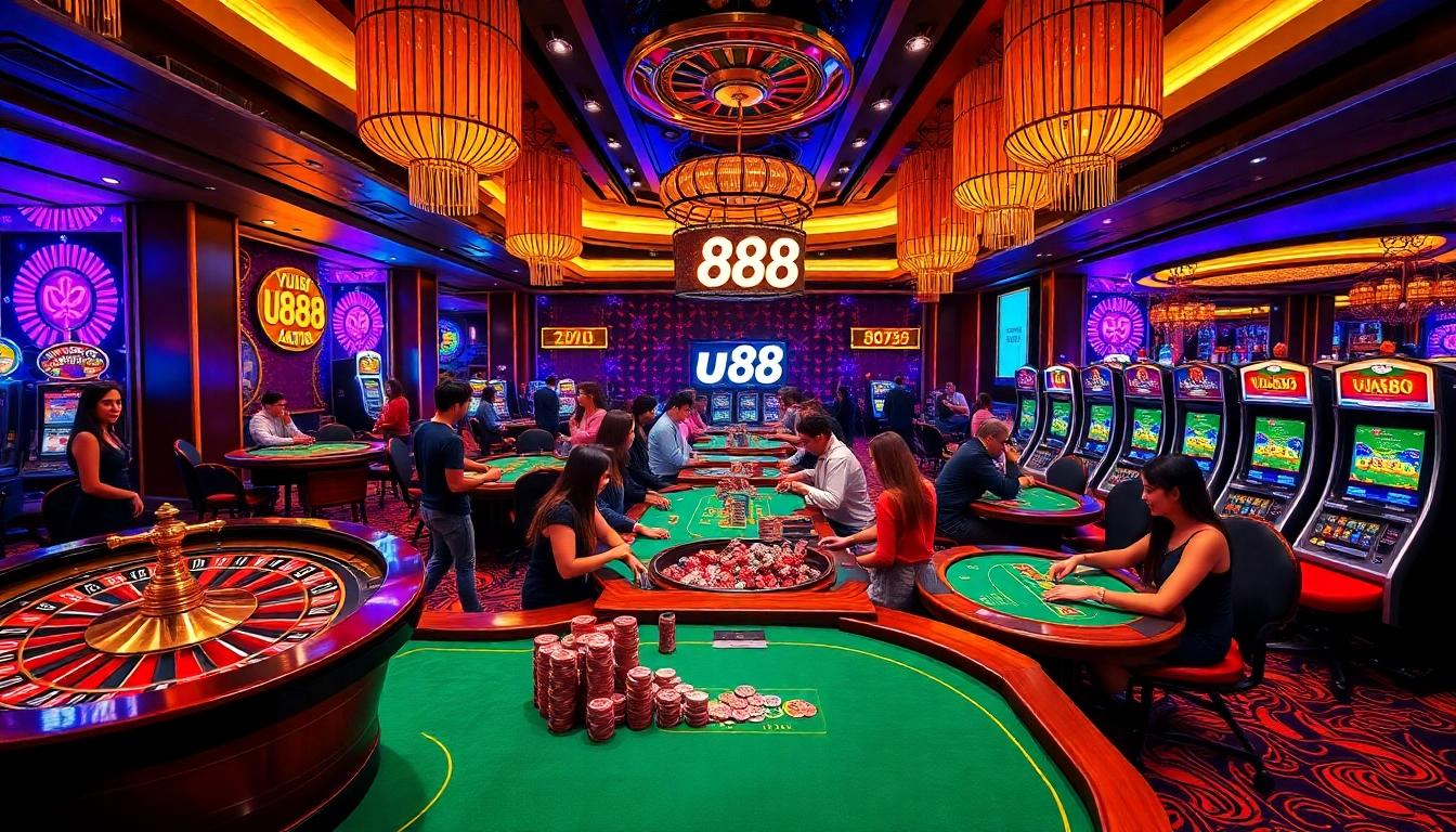 Players enjoying their strategic gameplay at uu 88 casino with vibrant tables and excitement.