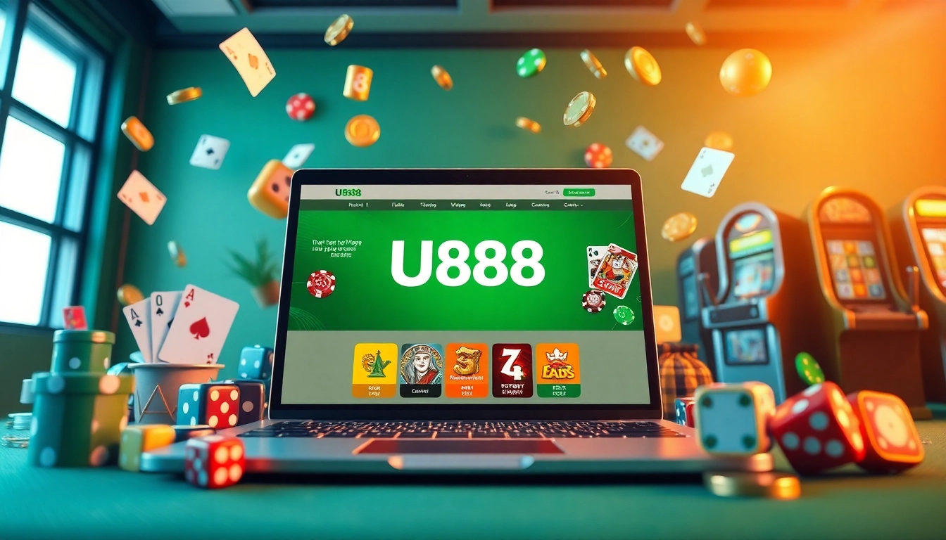 Link vào u888 with an engaging online betting scene showcasing U888's vibrant platform and gaming elements.