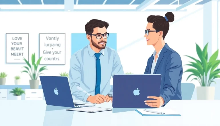 Headhunter IT in einem modernen Büro, engagiert in einem Gespräch mit einem Klienten.
