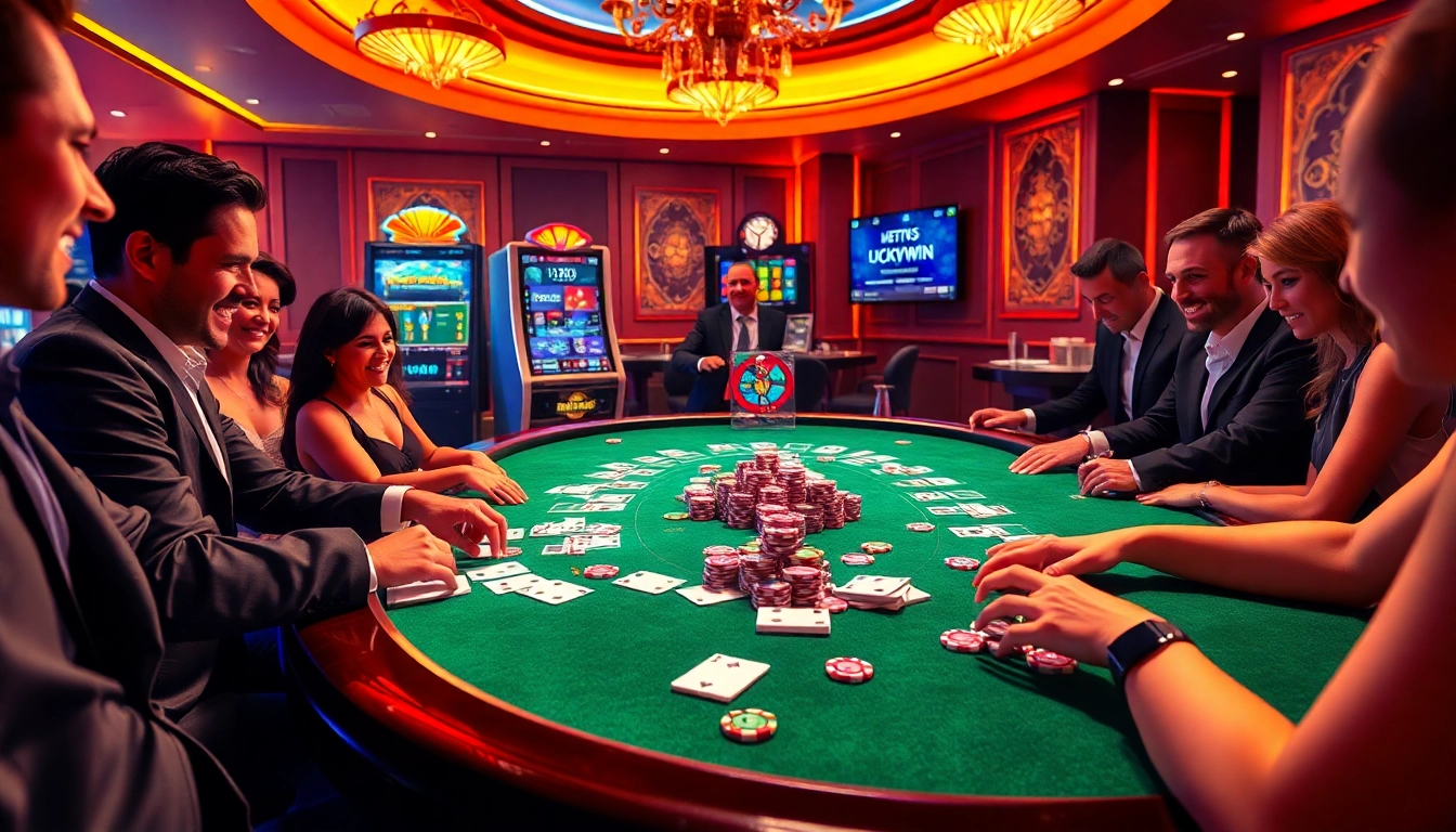 Experience the thrill of gaming at https://luckywin.tech/ with vibrant casino tables and excited players.