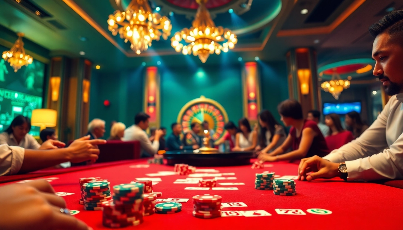 Experience the thrill of poker with tt88 com's luxurious casino scene, showcasing vibrant chips and cards.