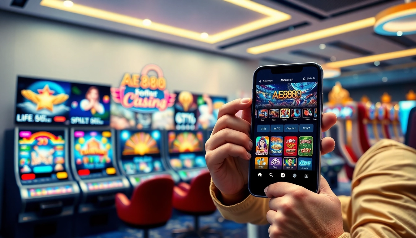 AE888 uy tín 2026 showcases a modern online gaming interface with exciting casino elements