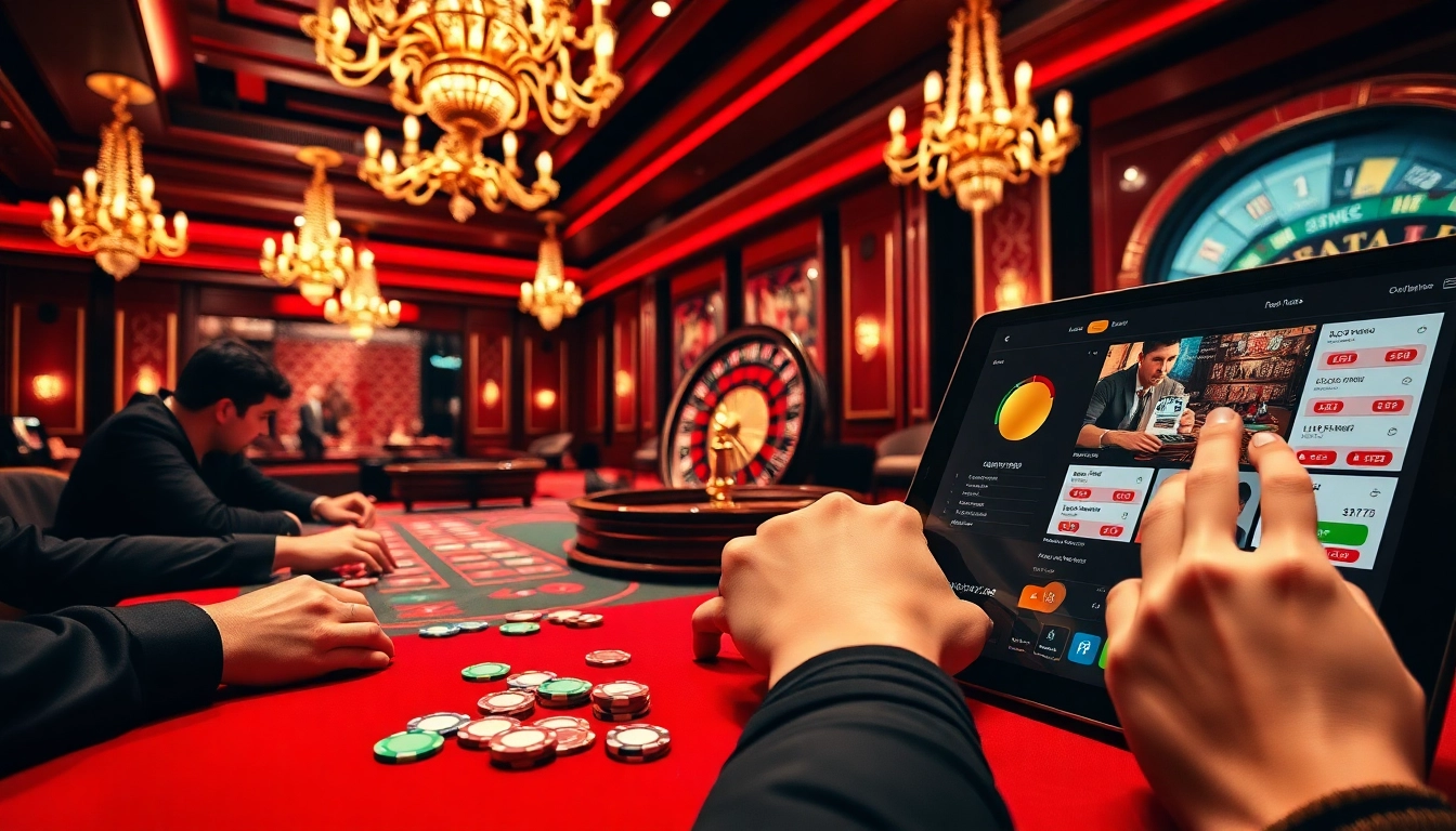 Experience the excitement of live gambling at https://kjc.ad/ with a luxurious poker game and vibrant casino atmosphere.