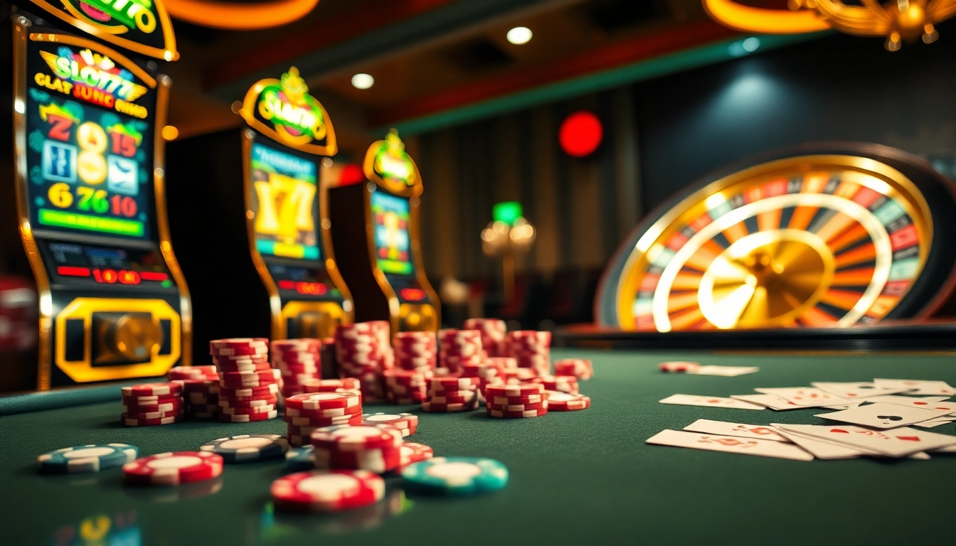 Players enjoying thrilling Slot777 games at a luxurious casino environment, showcasing excitement and engagement.