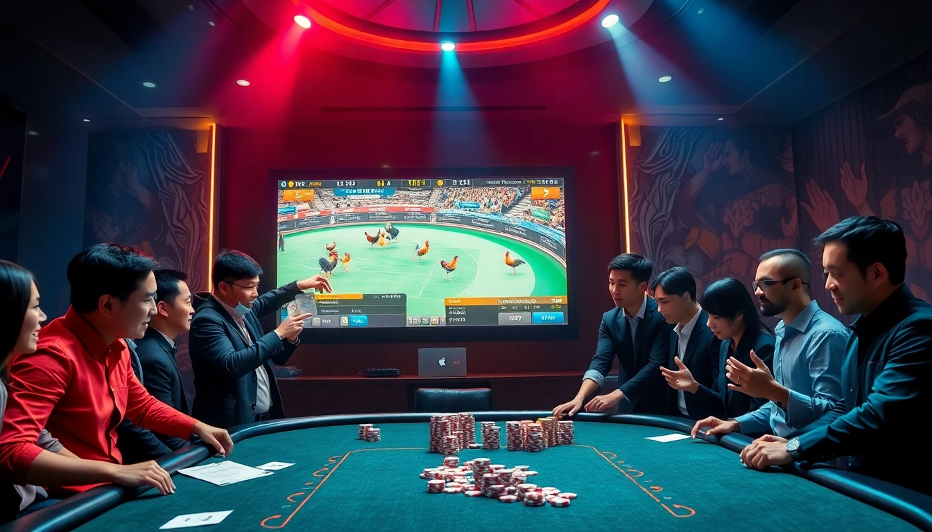 Experience the thrill of đá gà trực tiếp with live matches in a vibrant online casino setting.