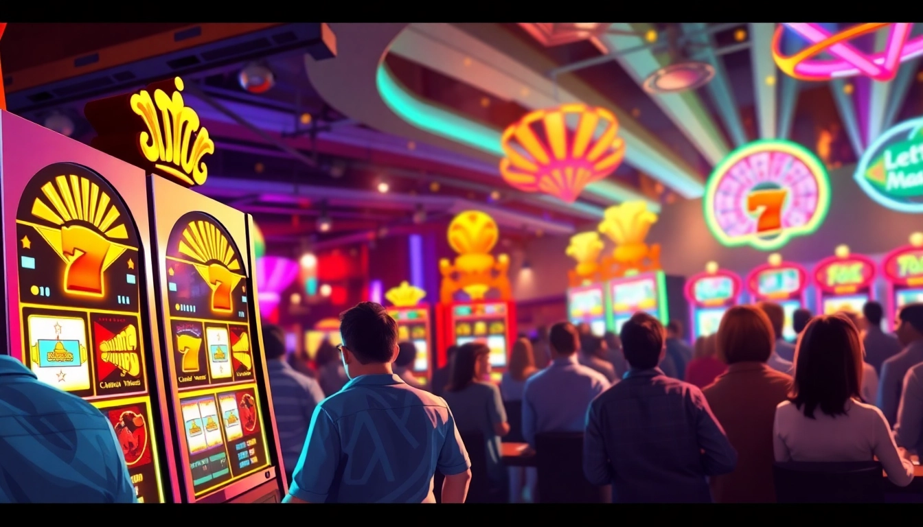 เล่นสล็อตออนไลน์ในคาสิโนที่มีสีสันสดใสและบรรยากาศที่น่าตื่นเต้น