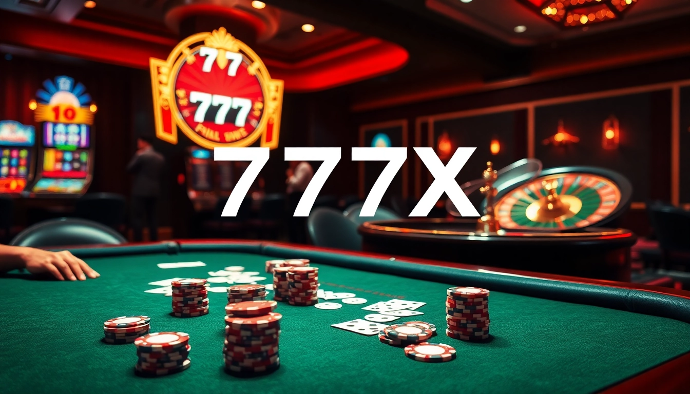 Engage in thrilling poker action at 777X casino with premium chips and a vibrant gaming atmosphere.