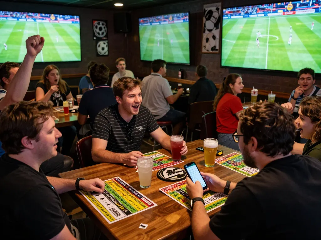 Lương Sơn TV sports betting action in vibrant atmosphere with fans analyzing odds on mobile app.