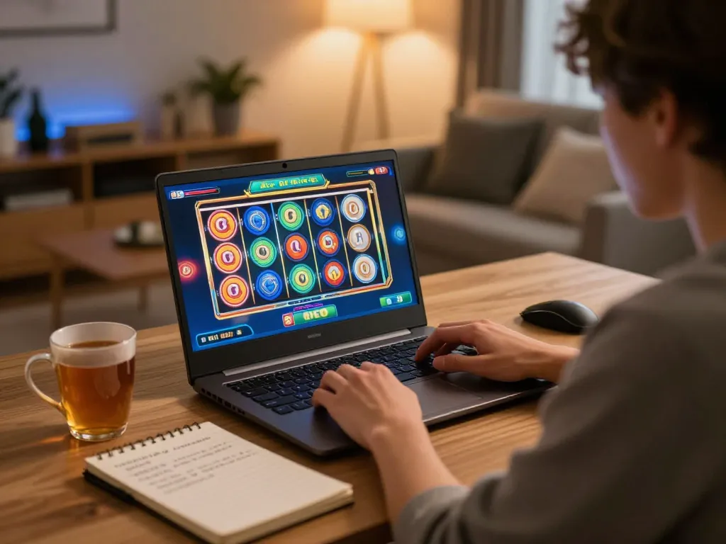 Player enjoying O8's online gaming environment with engaging slot game display