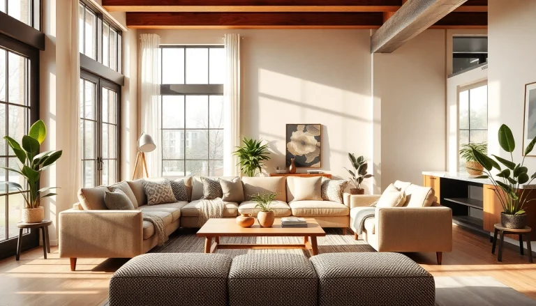 Eröffnung von Einrichtungsideen in einem modernen und einladenden Wohnraum mit stilvollem Sofa.