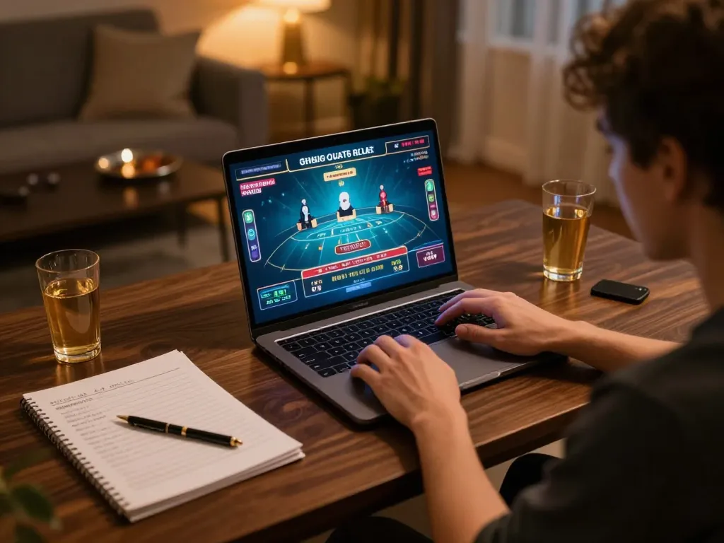 Engaging in a live dealer game at 78winvina while enjoying a cozy home atmosphere.