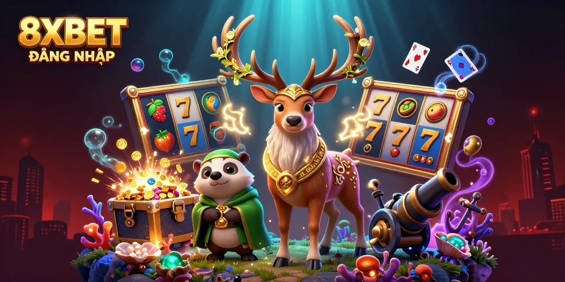 Experience the thrill of 8XBET ĐĂNG NHẬP with a vibrant scene featuring dynamic game elements and enchanting characters.