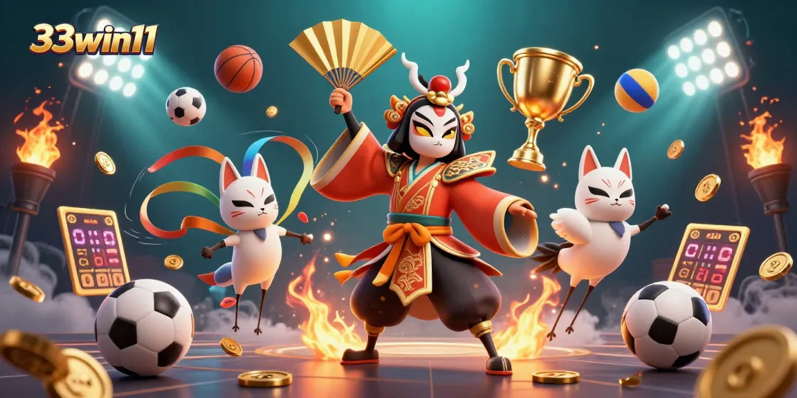 Engage in exciting gameplay at 33win11 with dynamic sports elements and vibrant casino characters.