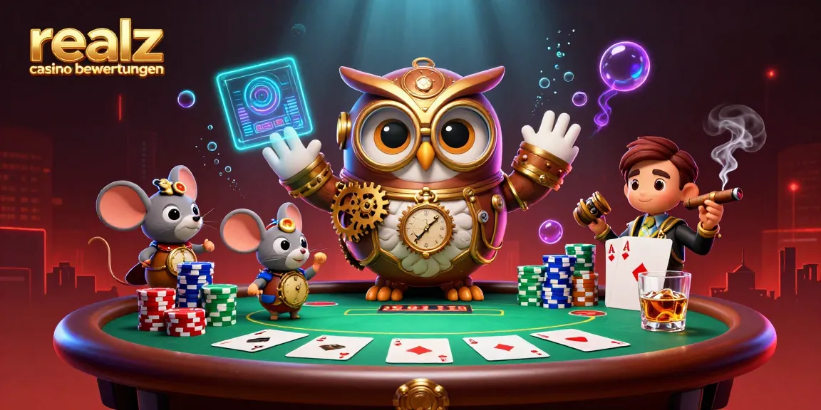 Erleben Sie spannende realz casino bewertungen mit unserem 3D-Illustrationsdesign eines Zeitreisenden, Spieltisch und Chips.