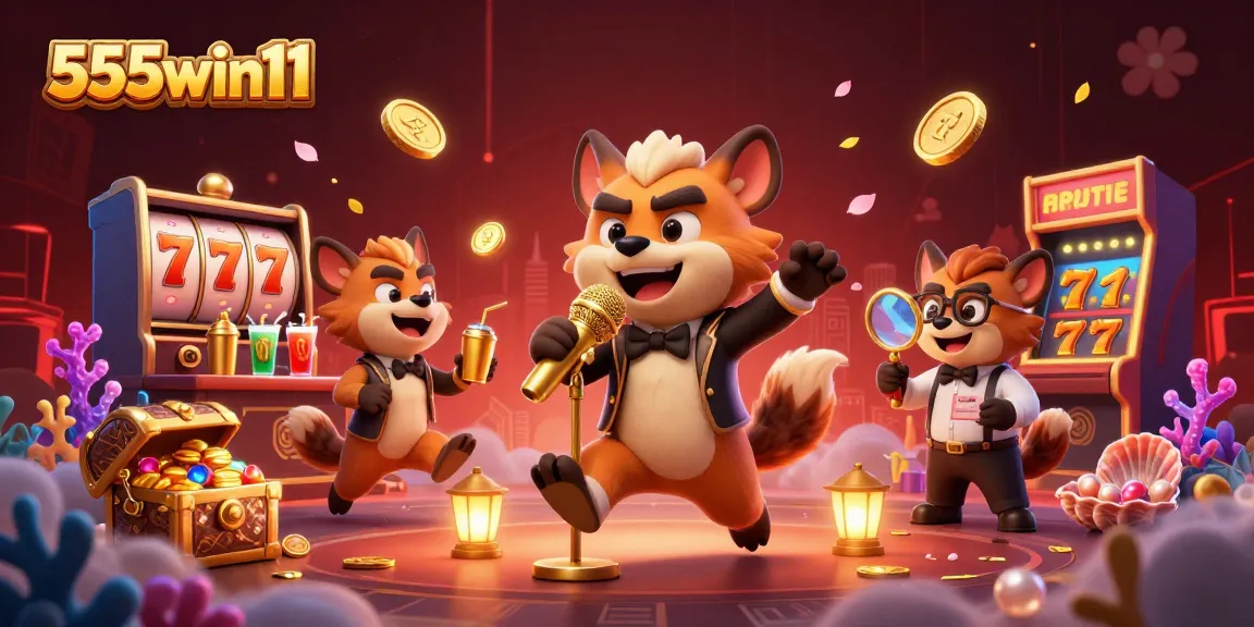 Engage with thrilling action at 555win11 as hyenas serve up laughs and drinks in a vibrant casino scene.