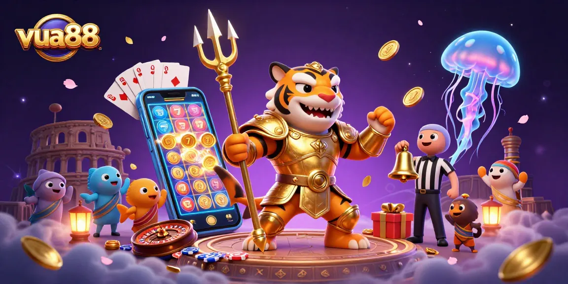 Join the excitement of slots at vua88 with a vivid underwater scene and vibrant casino elements.