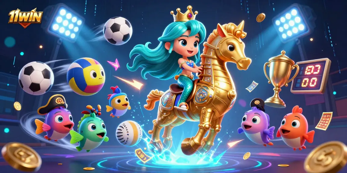 Catch thrilling action in the vibrant world of 11WIN as a mermaid princess rides a seahorse.