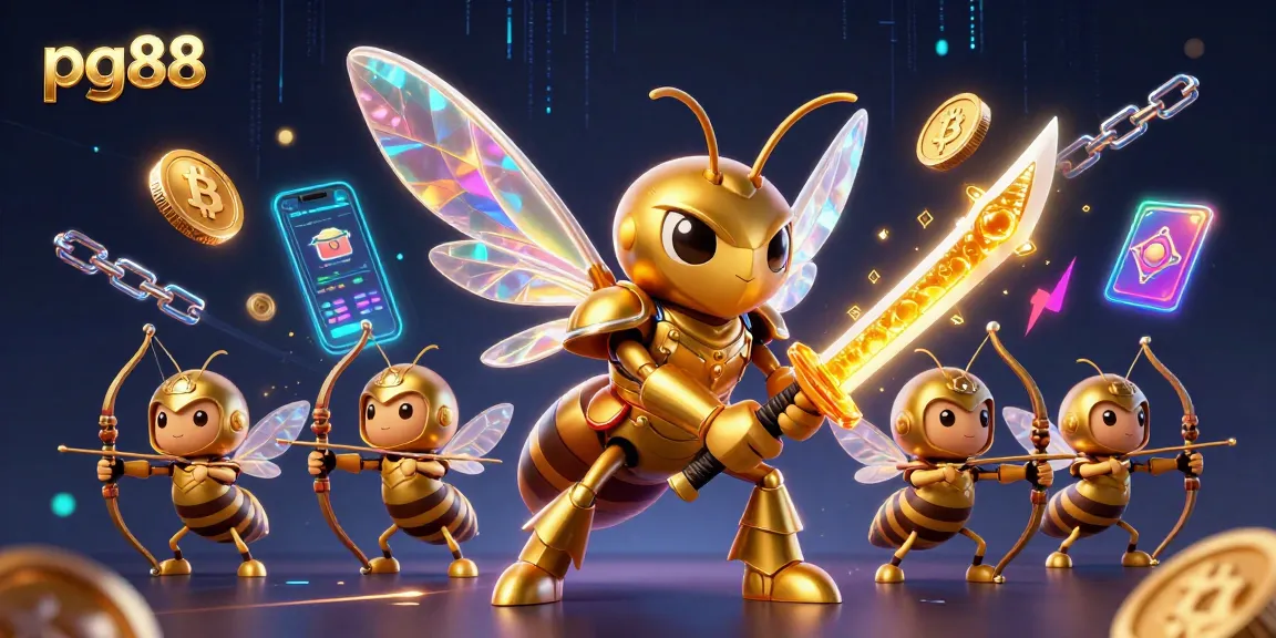 Engage in thrilling bets with pg88's vibrant online casino experience featuring crypto elements and a samurai hornet.