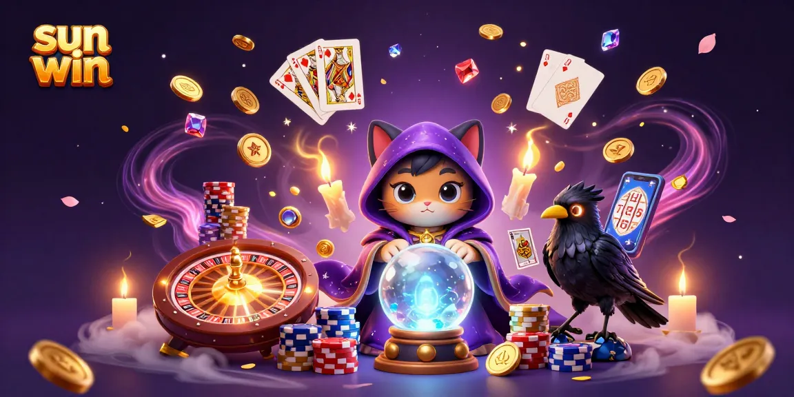 Engage with the thrilling world of sun win featuring mystic characters, vibrant casino elements, and magical effects.