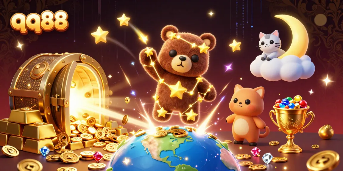Experience thrilling wins with QQ88's vibrant casino adventure illustration.