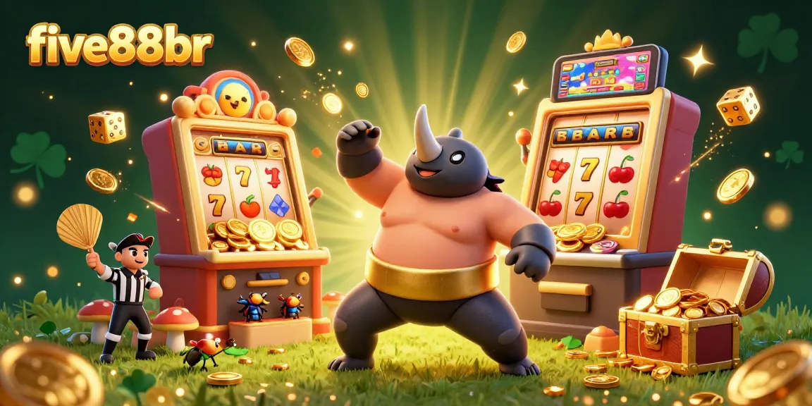 Experience the rich casino atmosphere with five88br, featuring a stamps of coins and a dynamic slot machine.
