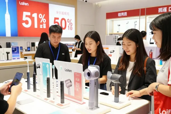 Laifen Deutschland Prime Day Sale mit elektrischen Zahnbürsten und Haartrocknern im Verkaufsdisplay